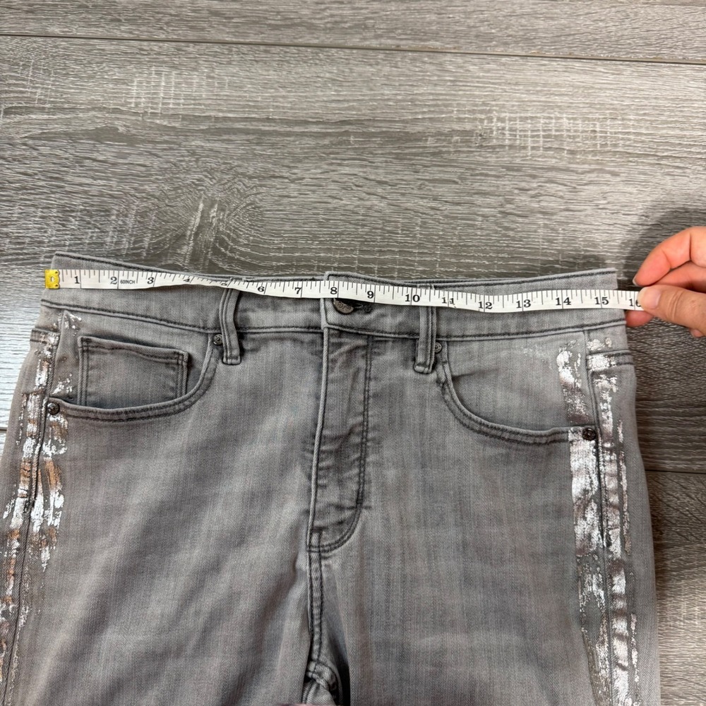 WHBM high rise straight gray denim silver metallic size 10 women - Picture 8 of 8